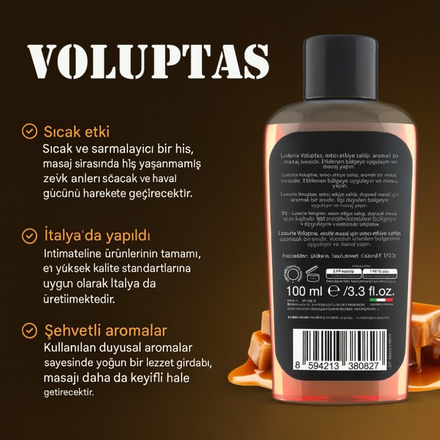 İntimateline Voluptas Karamel Aromalı Isıtıcı 100 Ml Masaj Jeli 