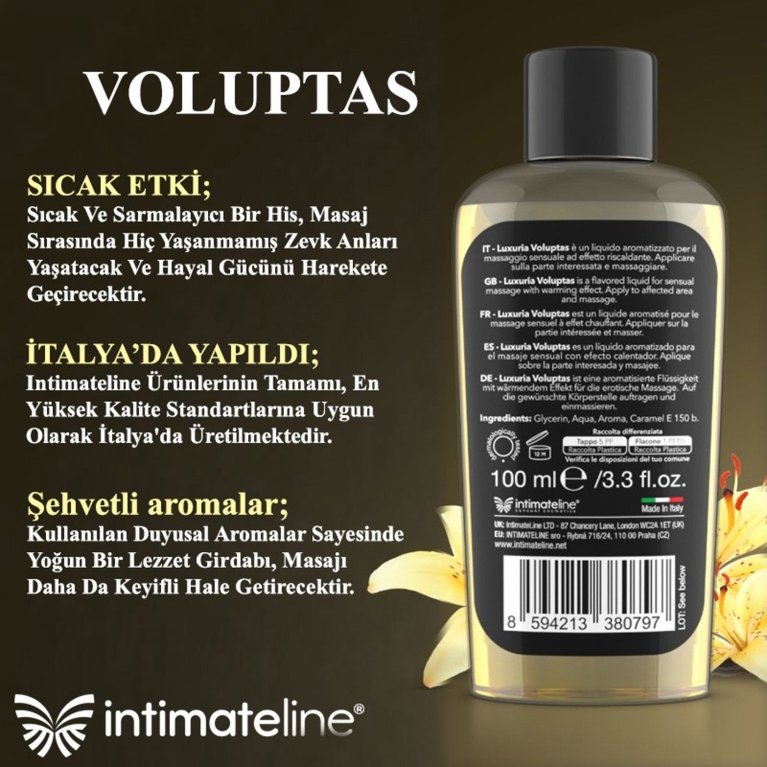 İntimateline Voluptas Vanilya Aromalı Isıtıcı 100 Ml Masaj Jeli