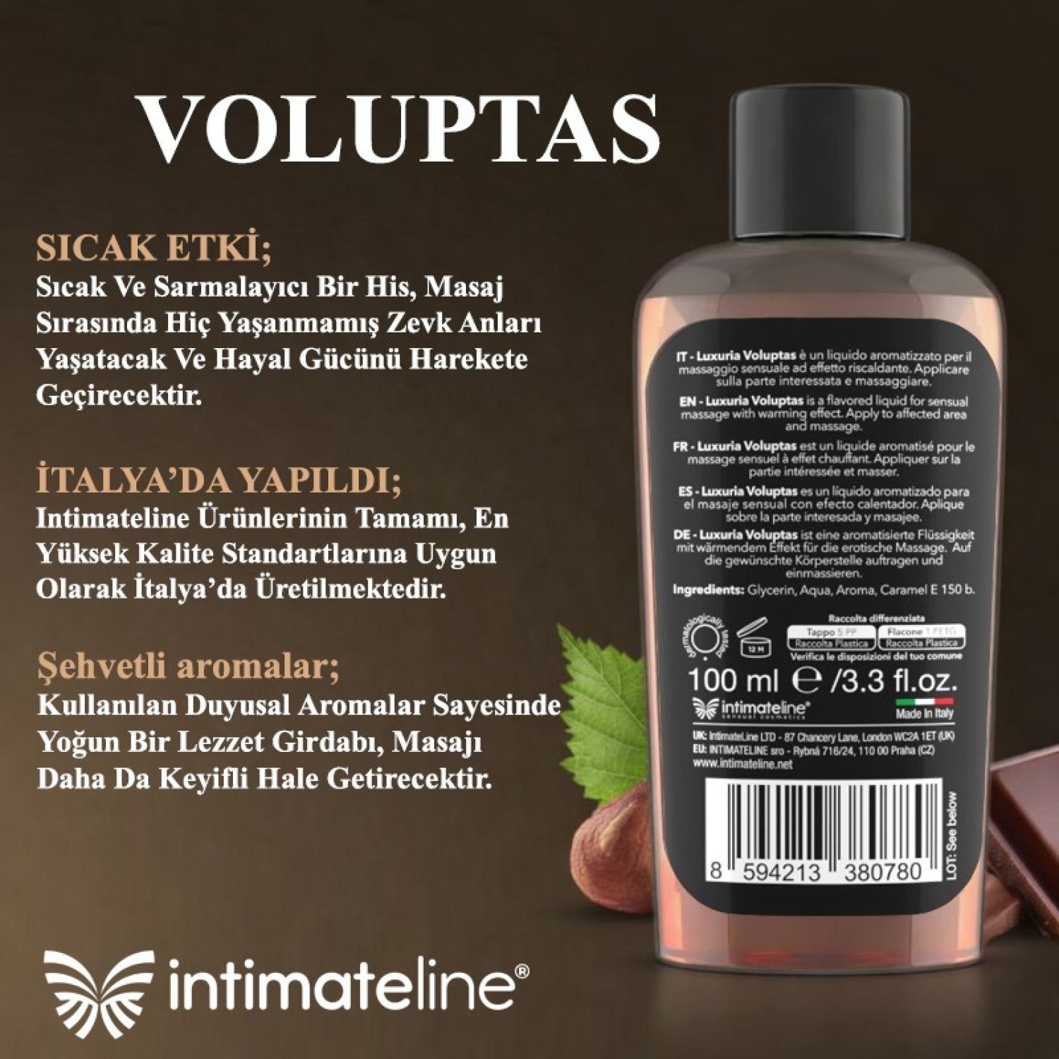 İntimateline Voluptas Choconut Aromalı Isıtıcı 100 Ml Masaj Jeli
