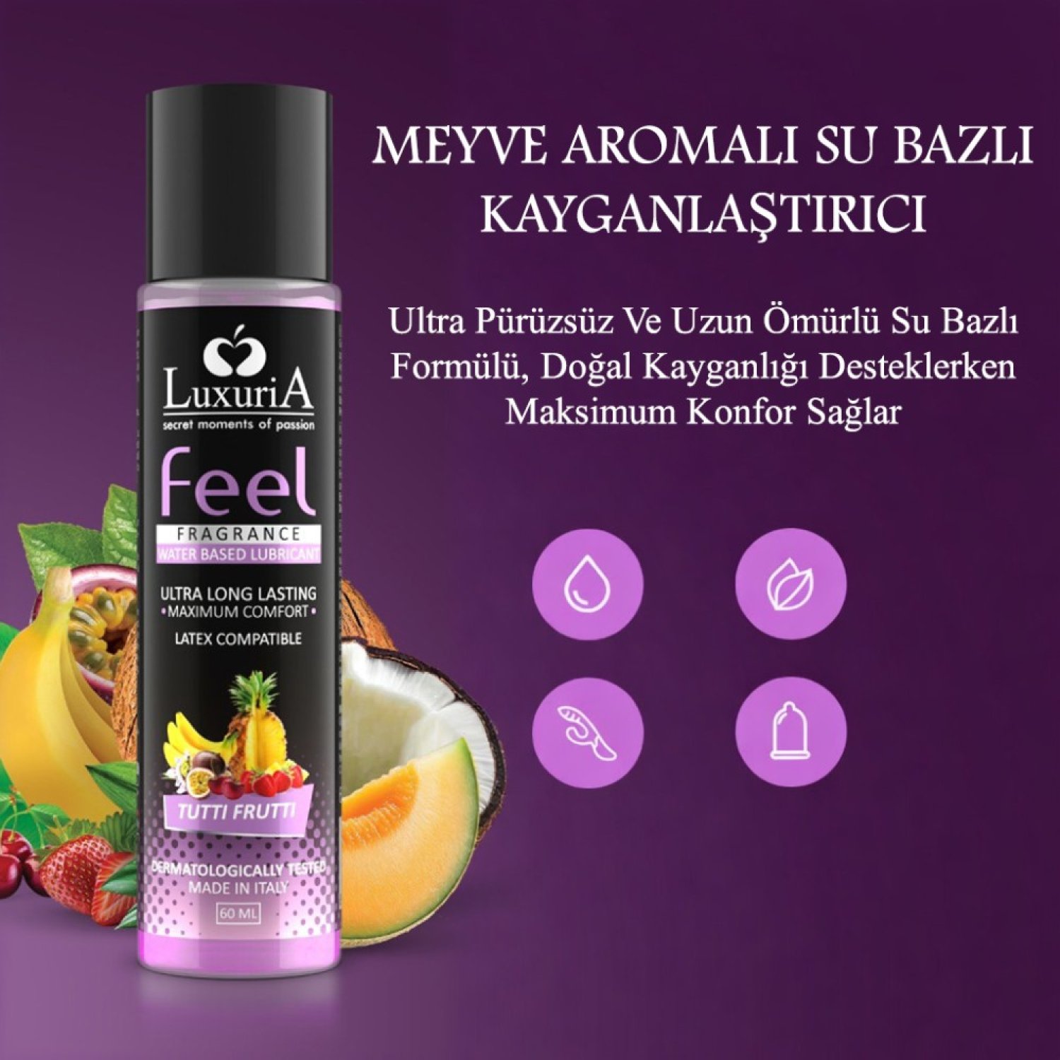 İntimateline Luxuria Feel Tutti Frutti Aromalı 60 ml Kayganlaştırıcı Jel