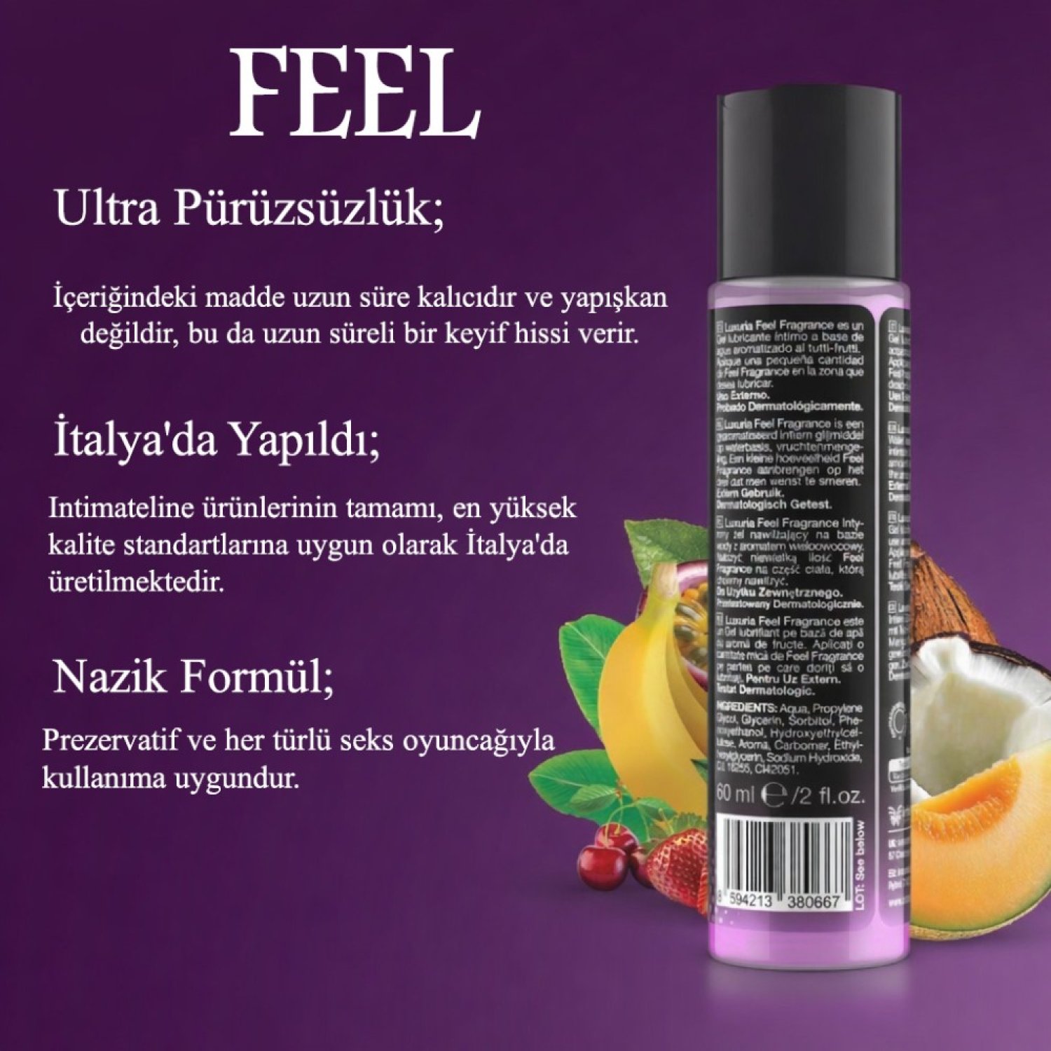 İntimateline Luxuria Feel Tutti Frutti Aromalı 60 ml Kayganlaştırıcı Jel