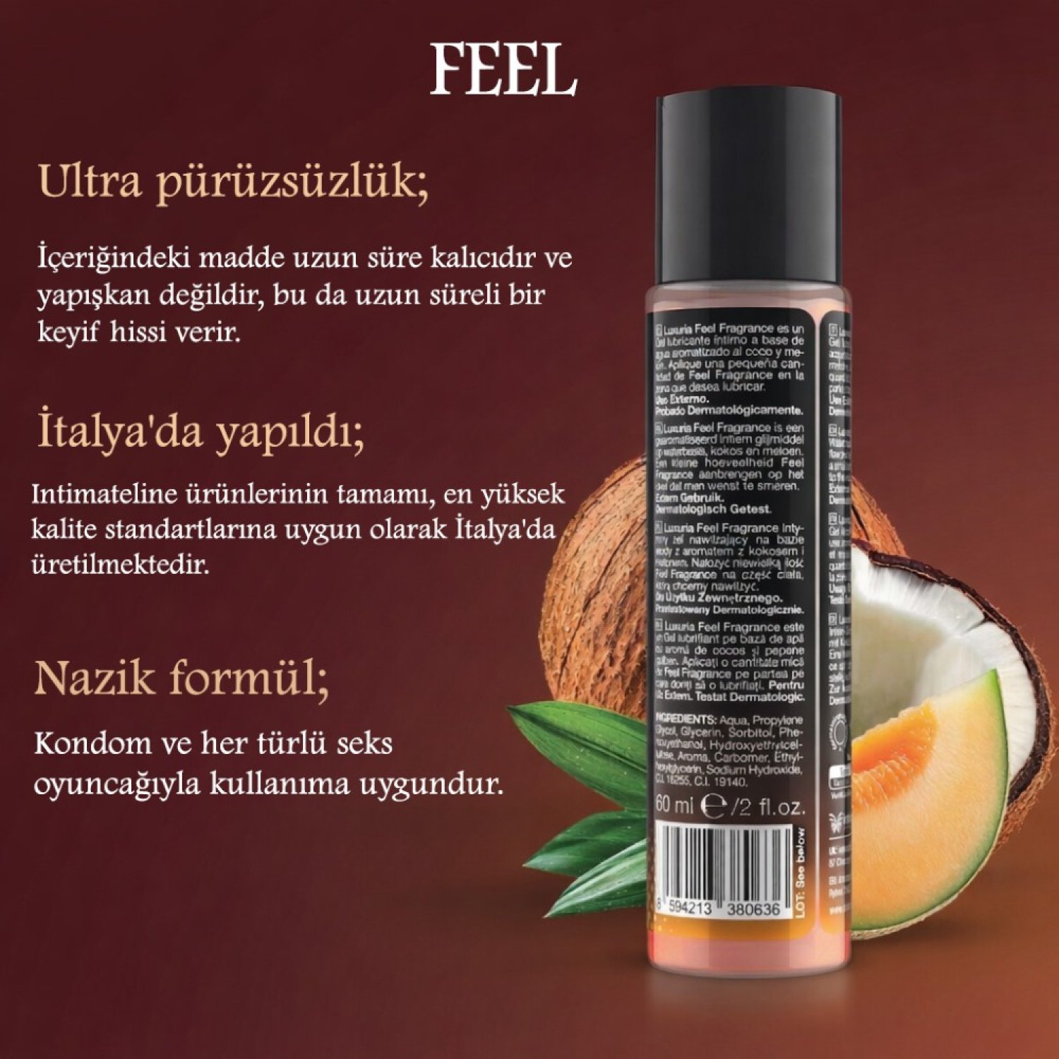 İntimateline Luxuria Feel Coconut&Melone Aromalı 60 ml Kayganlaştırıcı Jel