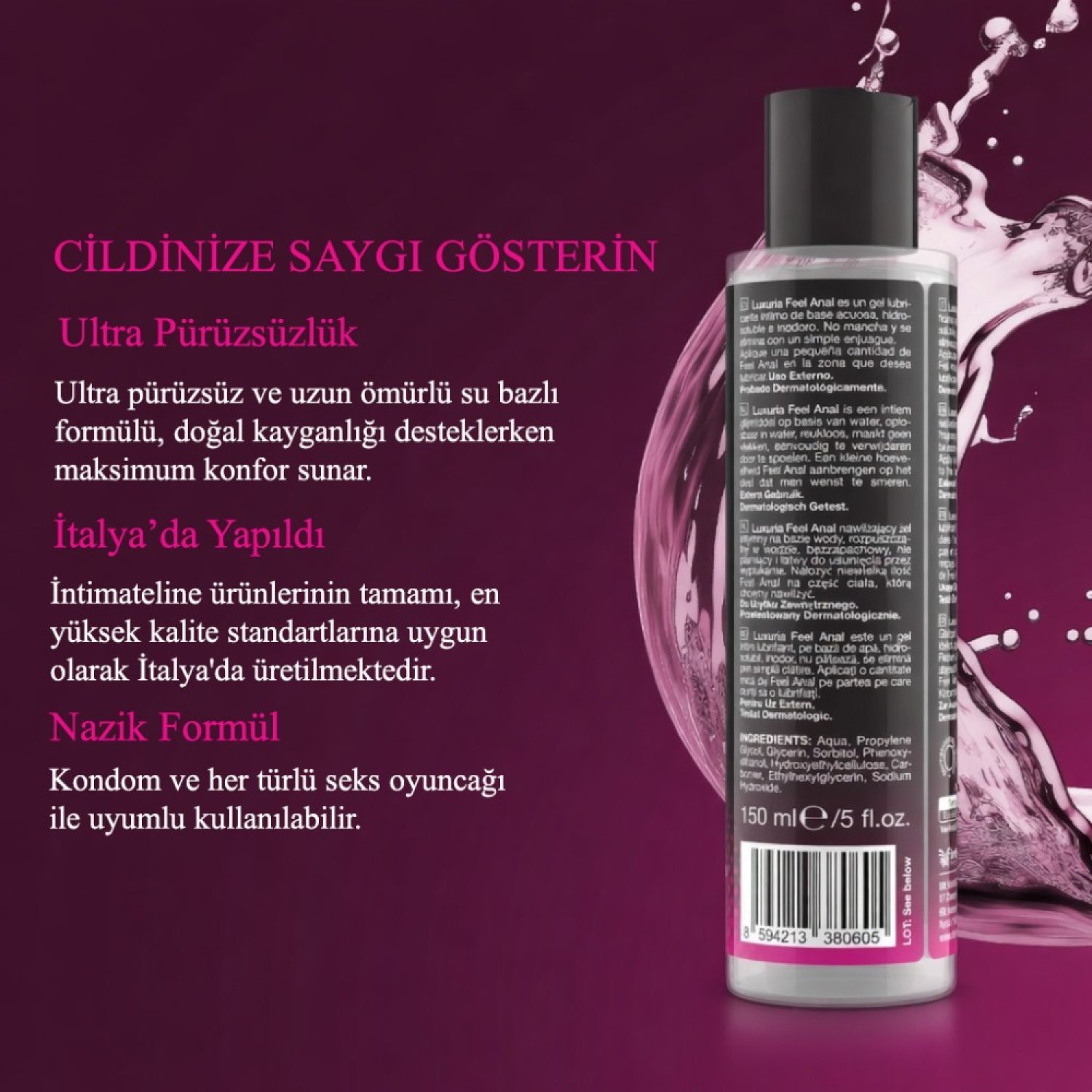 İntimateline Luxuria Feel Anal 150 ml Kayganlaştırıcı Jel