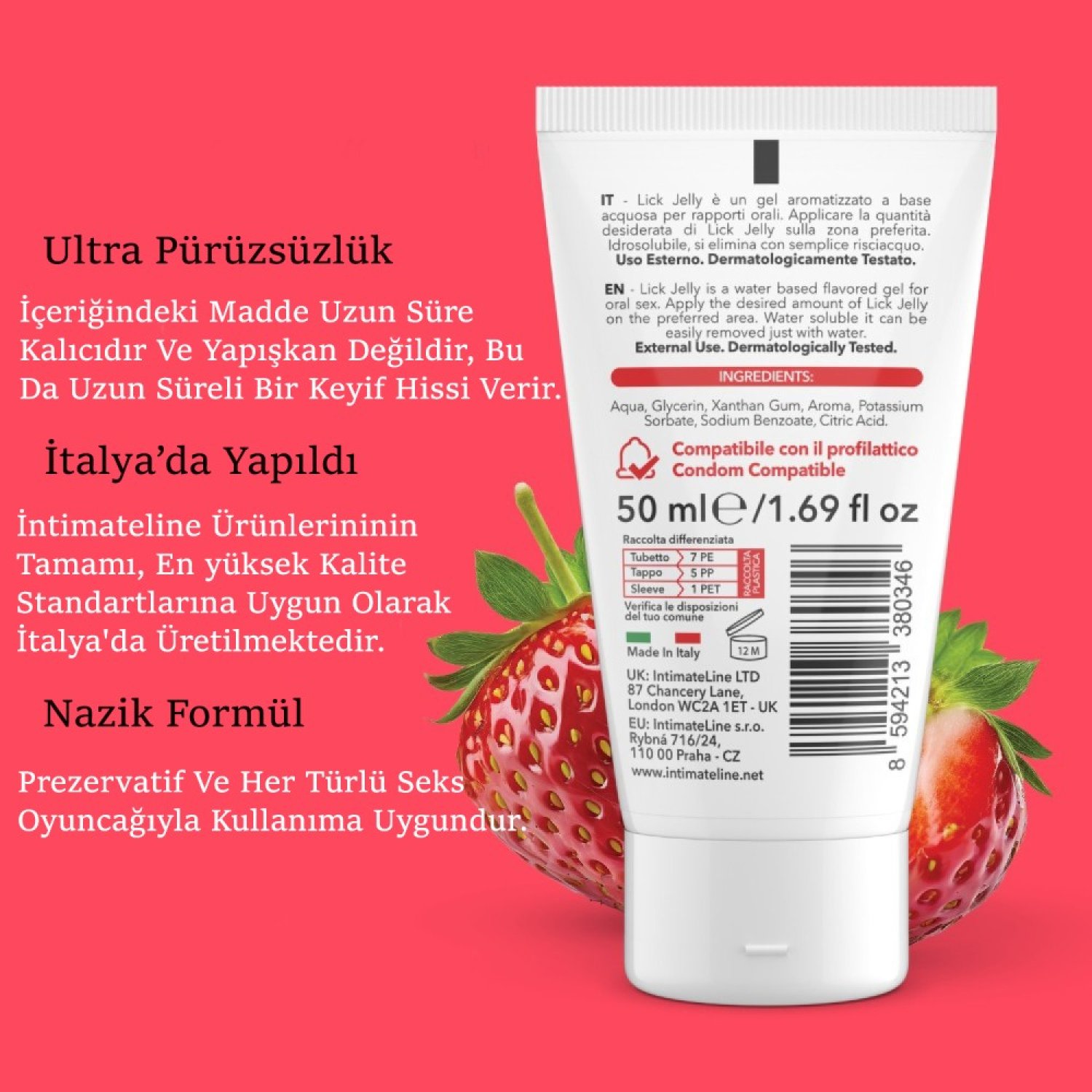 İntimateline Lick Jelly Çilekli 50 Ml Oral Seks Jeli