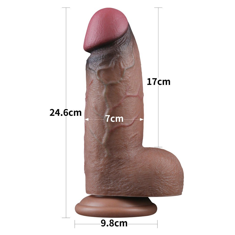 Dual Layer Platinyum Silikon 24 Cm XXL Ultra Gerçekci Kalın Realistik Penis