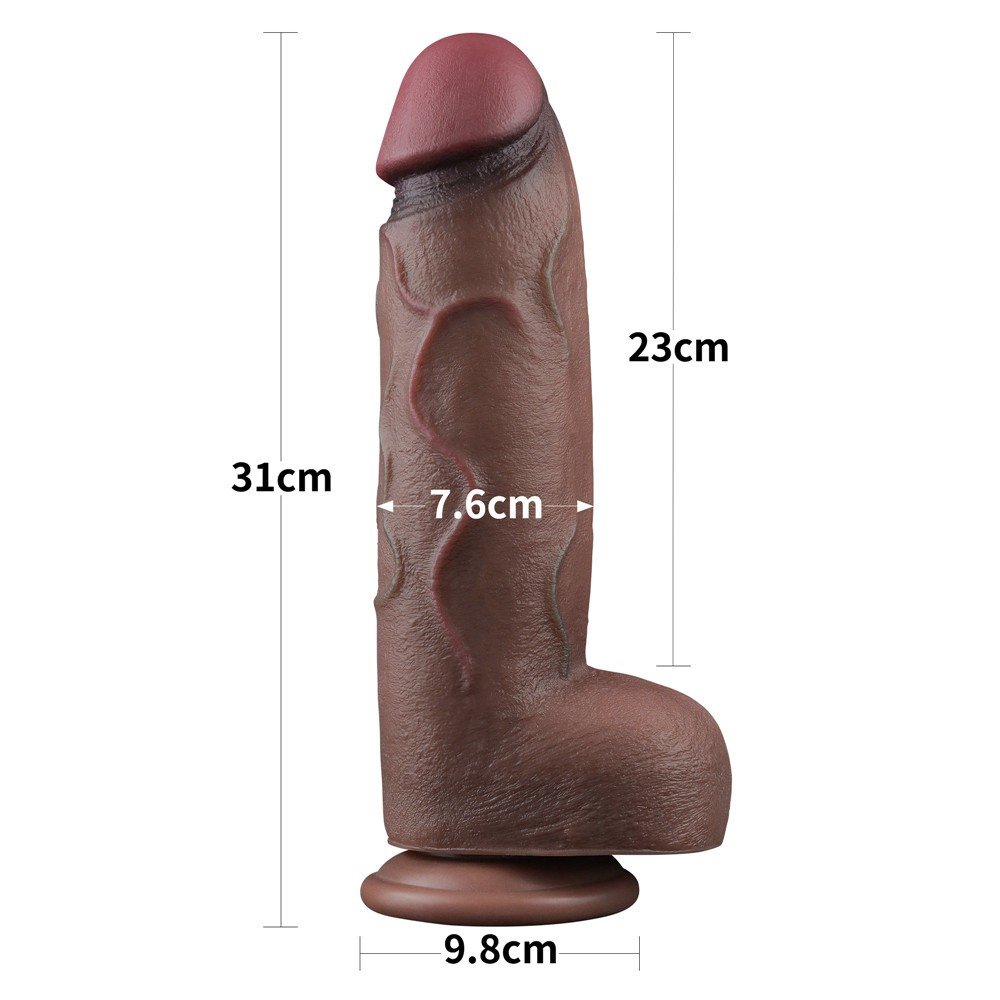 Dual Layer Platinyum Silikon 30 Cm XXL Ultra Gerçekci Kalın Realistik Penis