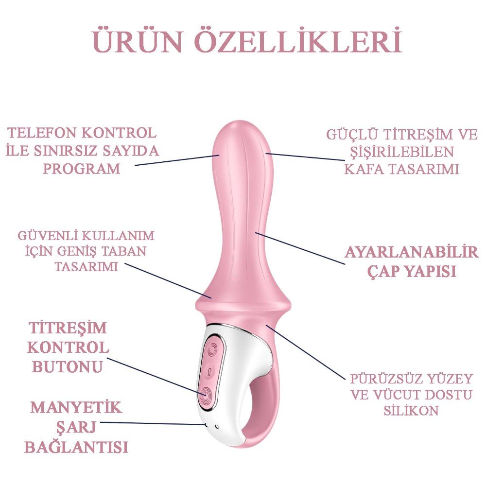 Satisfyer Air Pump Booty 5+ Red App Kontrol Ve Şişebilen&Titreşimli Vibratör