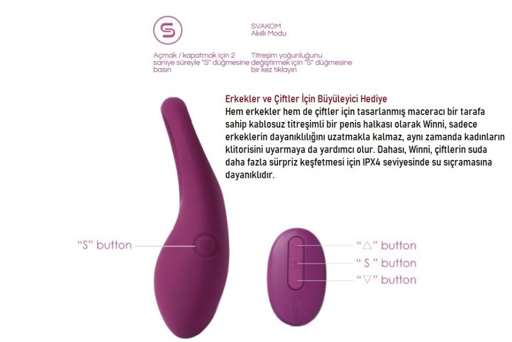 Svakom Winni 26 Farklı Titreşimli Kumandalı Giyilebilir Vibratör ve Penis Halkası