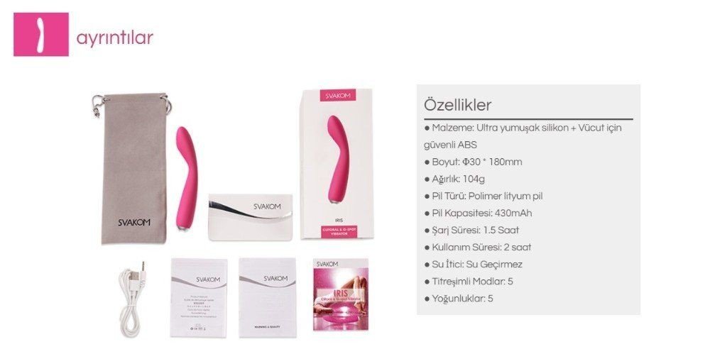 Svakom Iris G-Bölgesi Şarjlı Su Geçirmez Titreşimli Vibratör