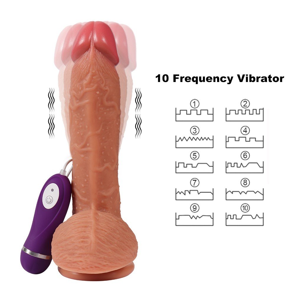 Buru 22 Cm 10 Fonksiyonlu Titreşimli Çift Katmanlı Realistik Penis