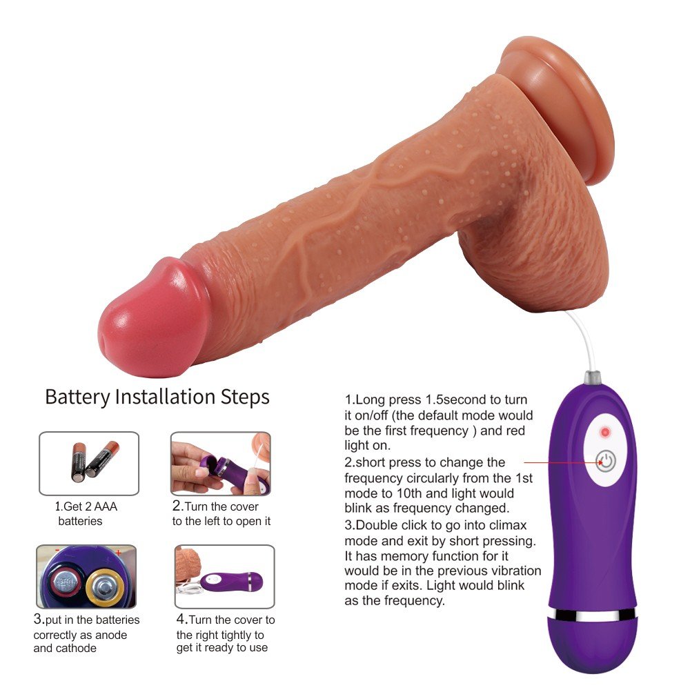 Buru 22 Cm 10 Fonksiyonlu Titreşimli Çift Katmanlı Realistik Penis