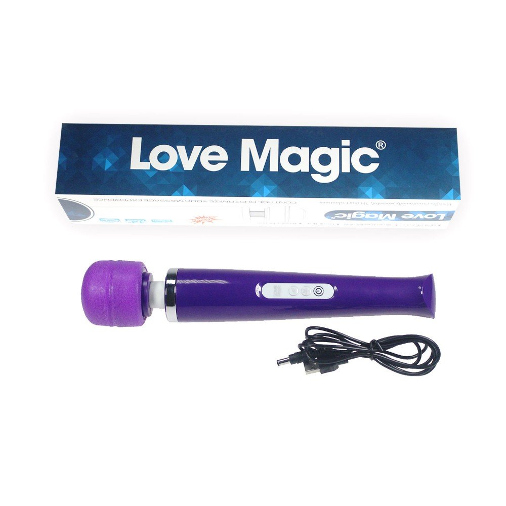 Magic Wand 20 Hızlı Şarjlı Mor Masaj ve Orgazm Vibratör + 2 Başlık