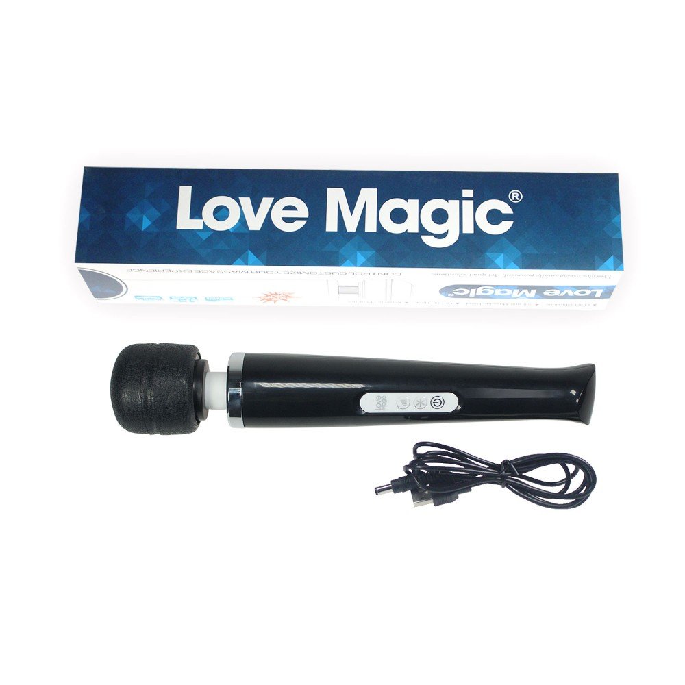 Magic Wand 20 Hızlı Şarjlı Siyah Masaj ve Orgazm Vibratör + 2 Başlık 