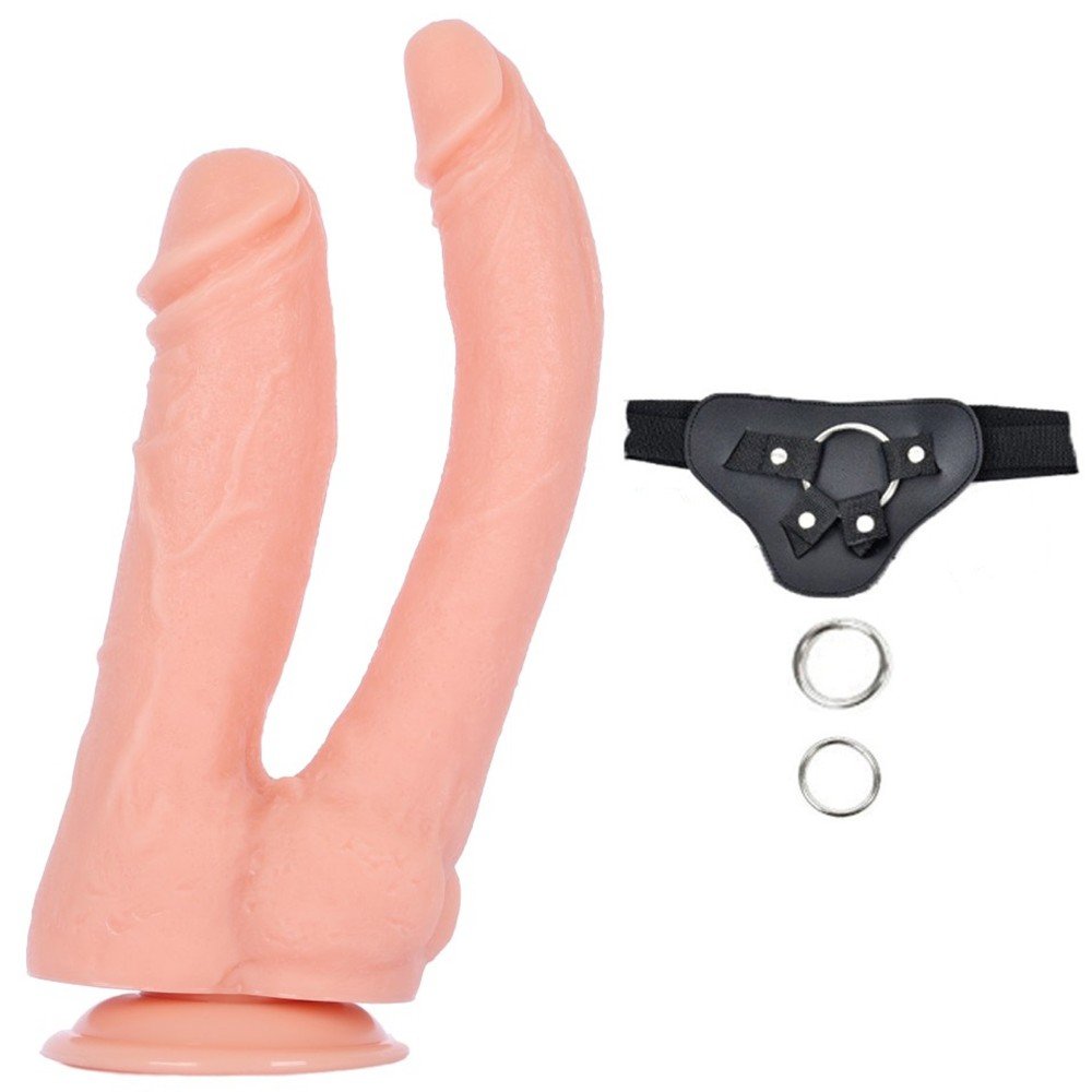 Damarlı 23 Cm Yumuşak Double Belden Bağlamalı Realistik Dildo