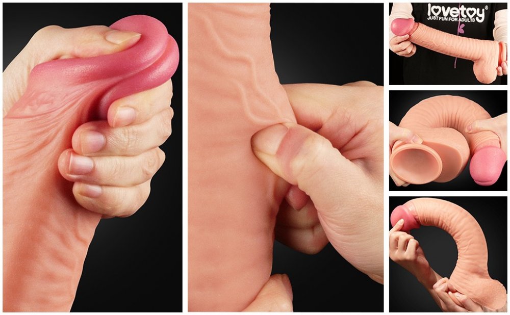 Lovetoy Nature Cock Serisi Özel Yumuşak Dokulu Çift Katmanlı 30 Cm Realistik Penis