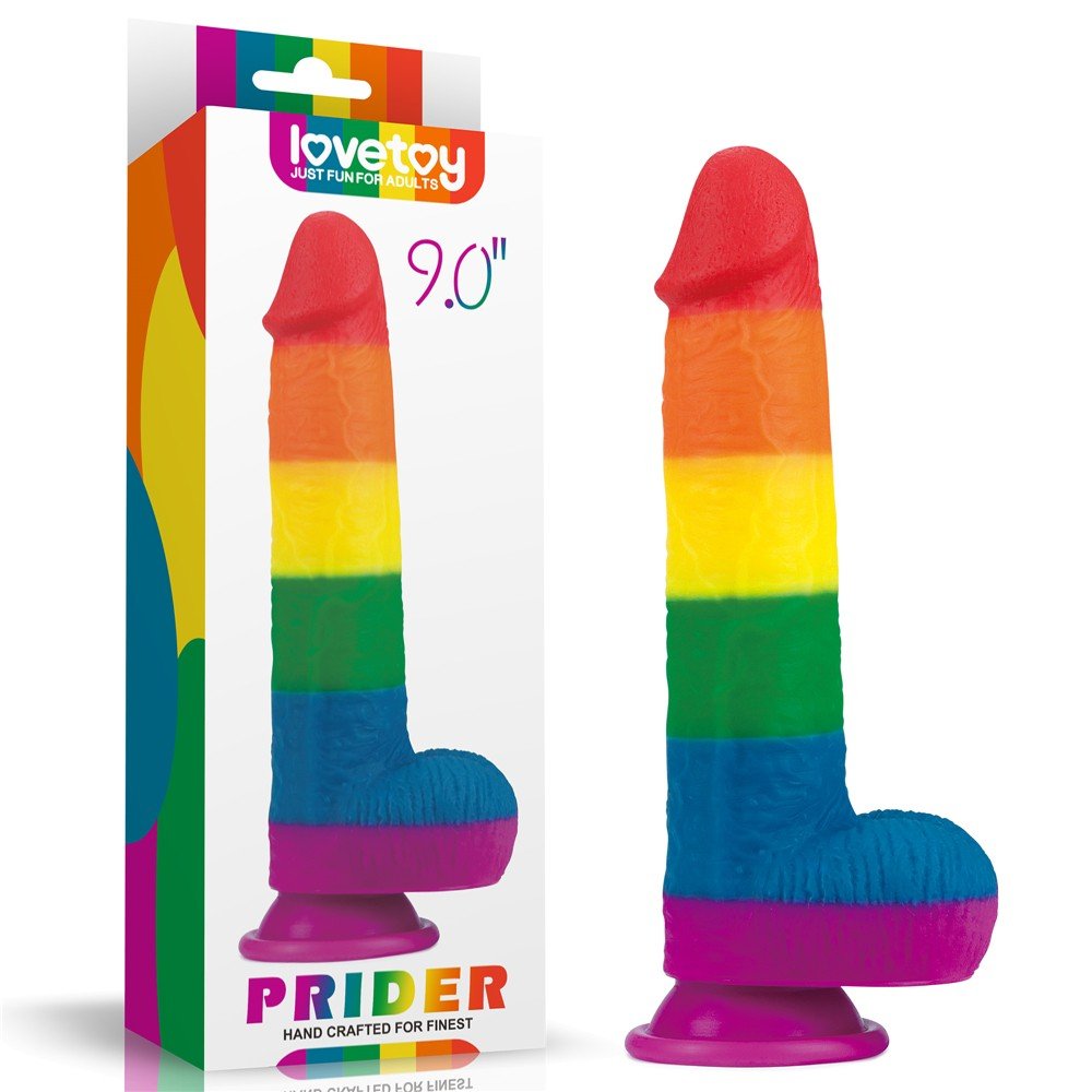 Lovetoy Prider Gökkuşağı Renkli Damarlı 23 Cm Realistik Penis-410028