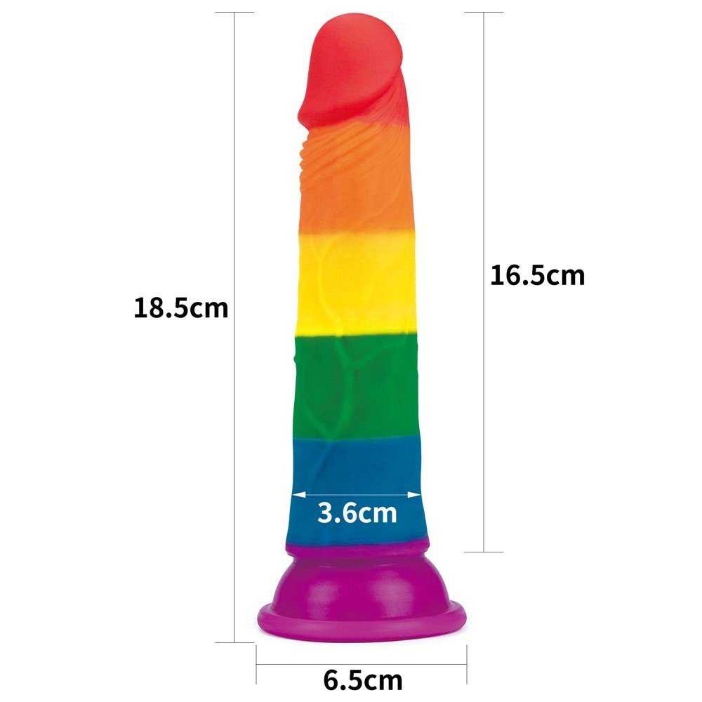 Lovetoy Prider Gökkuşağı Renkli Damarlı 19 Cm Kemerli Realistik Dildo-410025