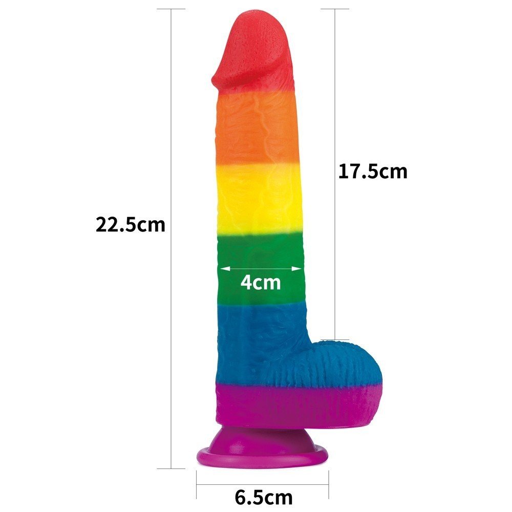 Lovetoy Prider Gökkuşağı Renkli Damarlı 23 Cm Realistik Kemerli Penis-410028