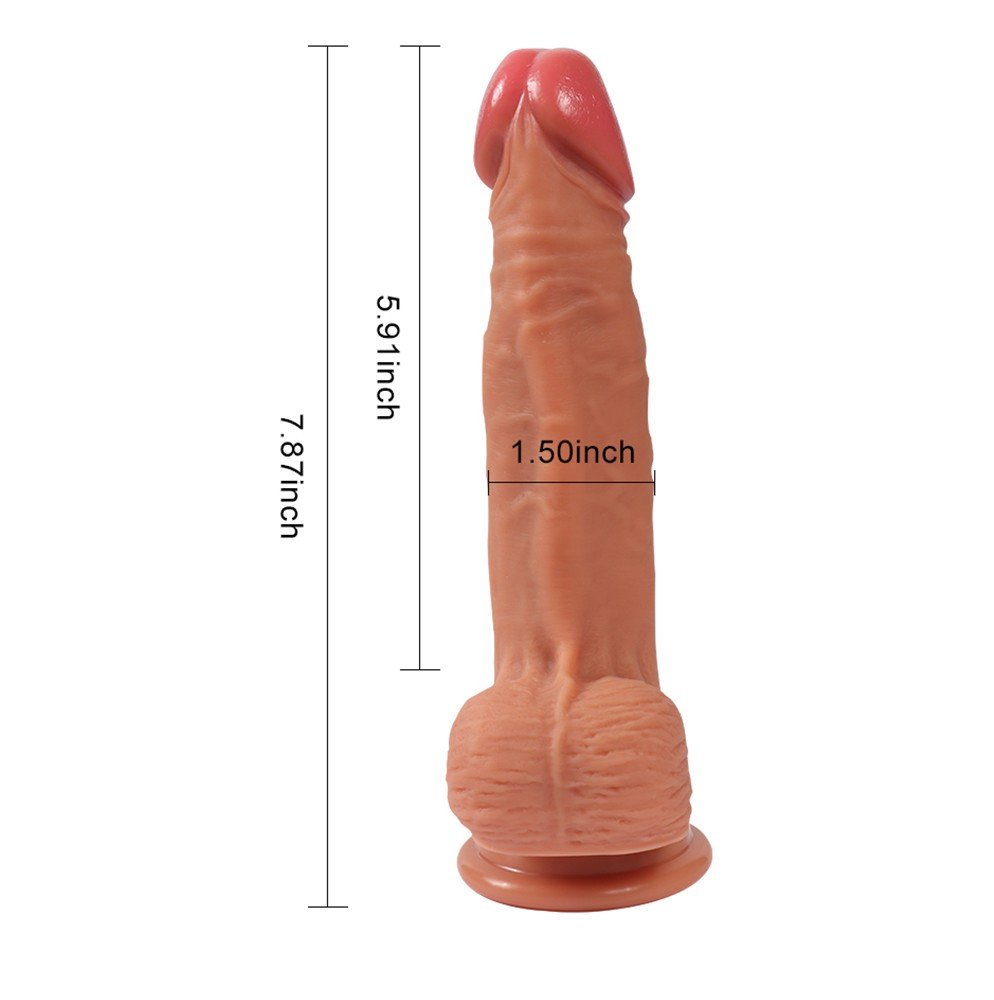 Ekstra Yumuşak Gerçekci Et Dokulu Çift Katmanlı 20 Cm Realistik Penis Dildo