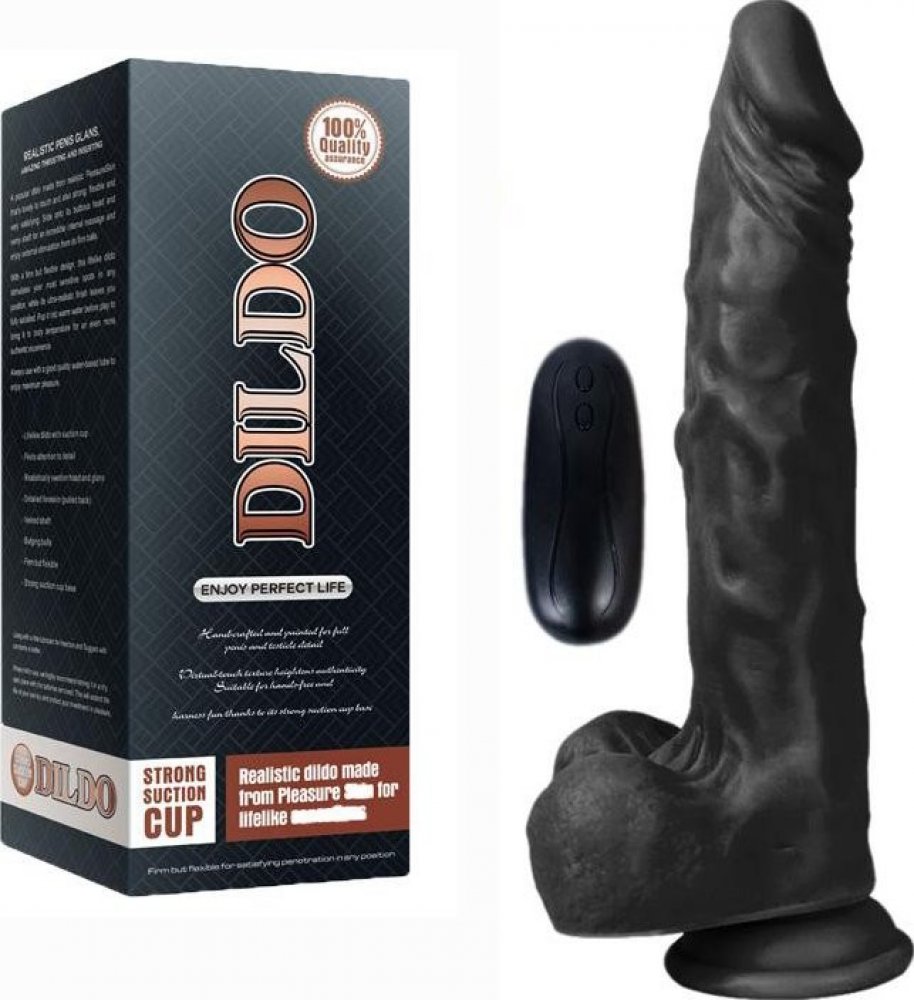 Dildo Series Siyah Hero 21 Cm 10 Modlu Titreşimli Strap On Realistik Penis 