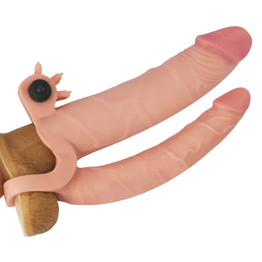 Lovetoy X-Tender 19 Cm Realistik 2.5 Cm Uzatmalı Double Penis Kılıfı-LV314100