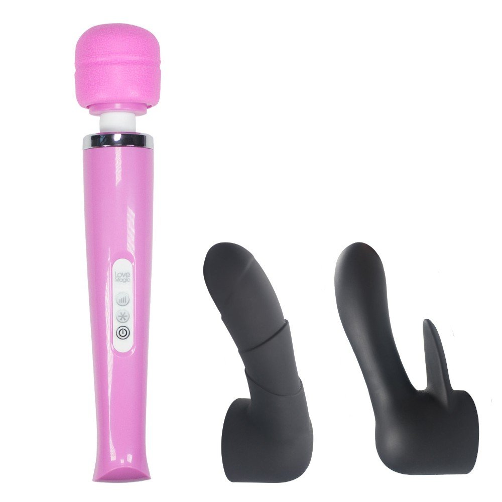 Magic Wand 20 Hızlı Şarjlı Pembe Masaj ve Orgazm Vibratör + 2 Başlık 