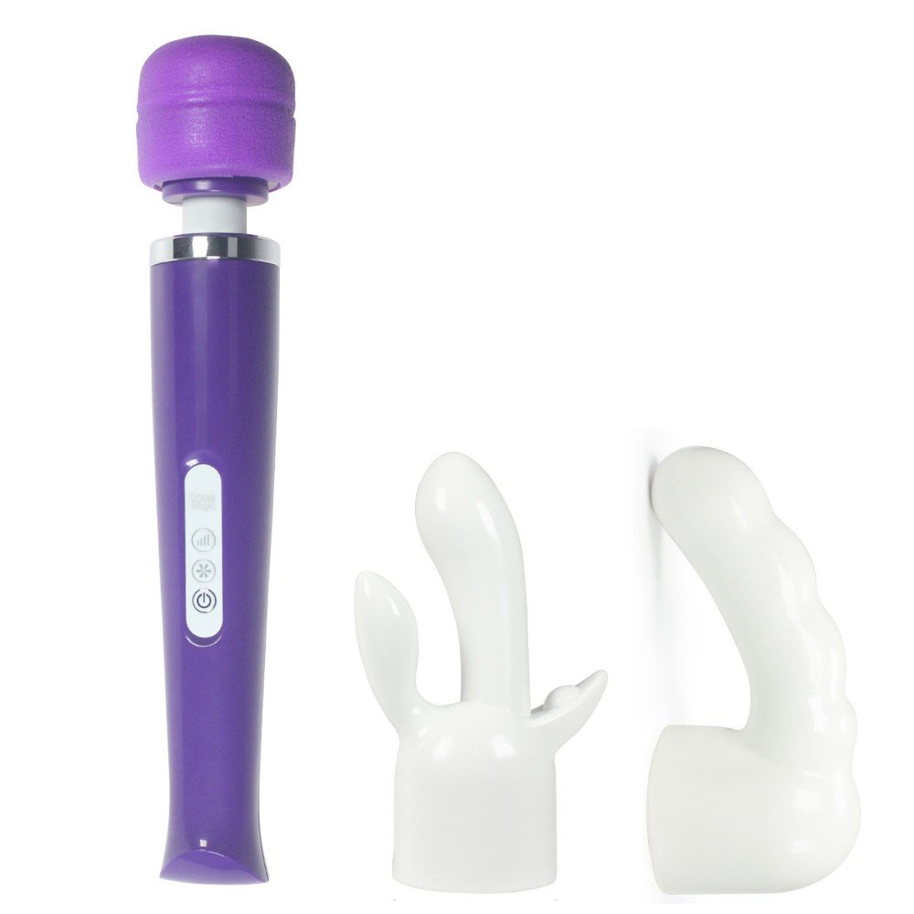 Magic Wand 20 Hızlı Şarjlı Mor Masaj ve Orgazm Vibratör + 2 Başlık 