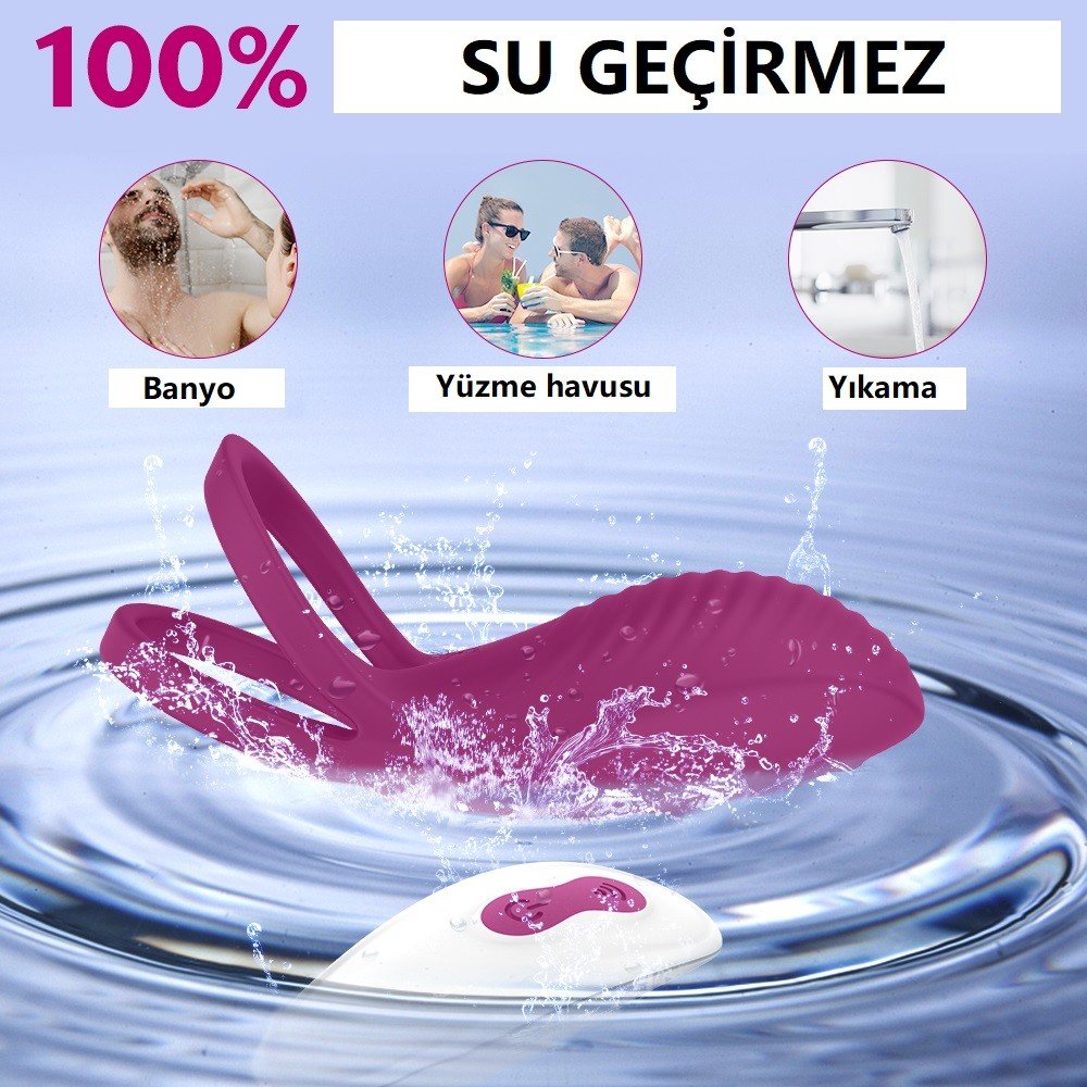 Trap 9 Modlu Titreşimli Kumandalı Çiftlere Özel Şarjlı Çiftli Penis Halkası