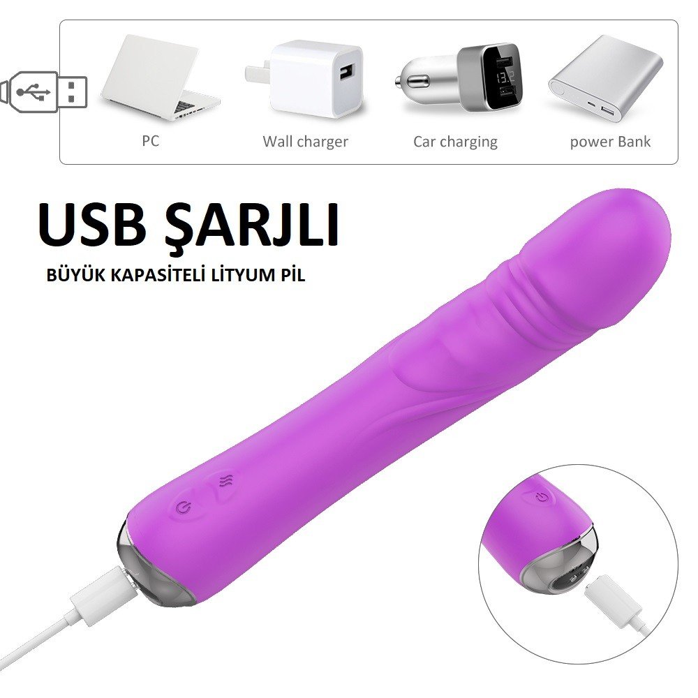Forever Young Pembe 9 Modlu Titreşimli Isınabilen G-Bölgesi Uyarıcı Vibratör Dildo