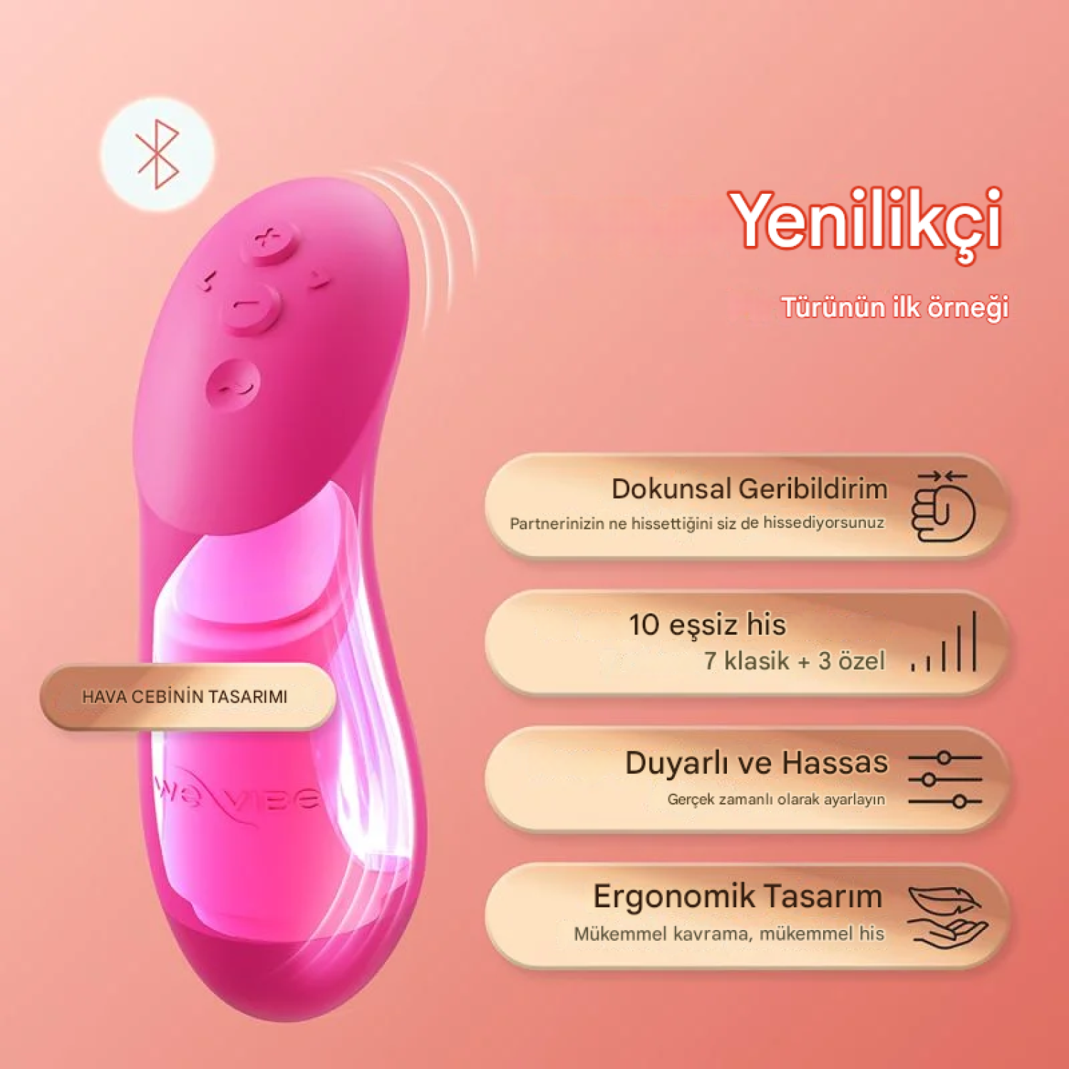 We-Vibe Chorus Pro Electric Pink Uygulama ve Uzaktan Kumandalı Çift Vibratörü