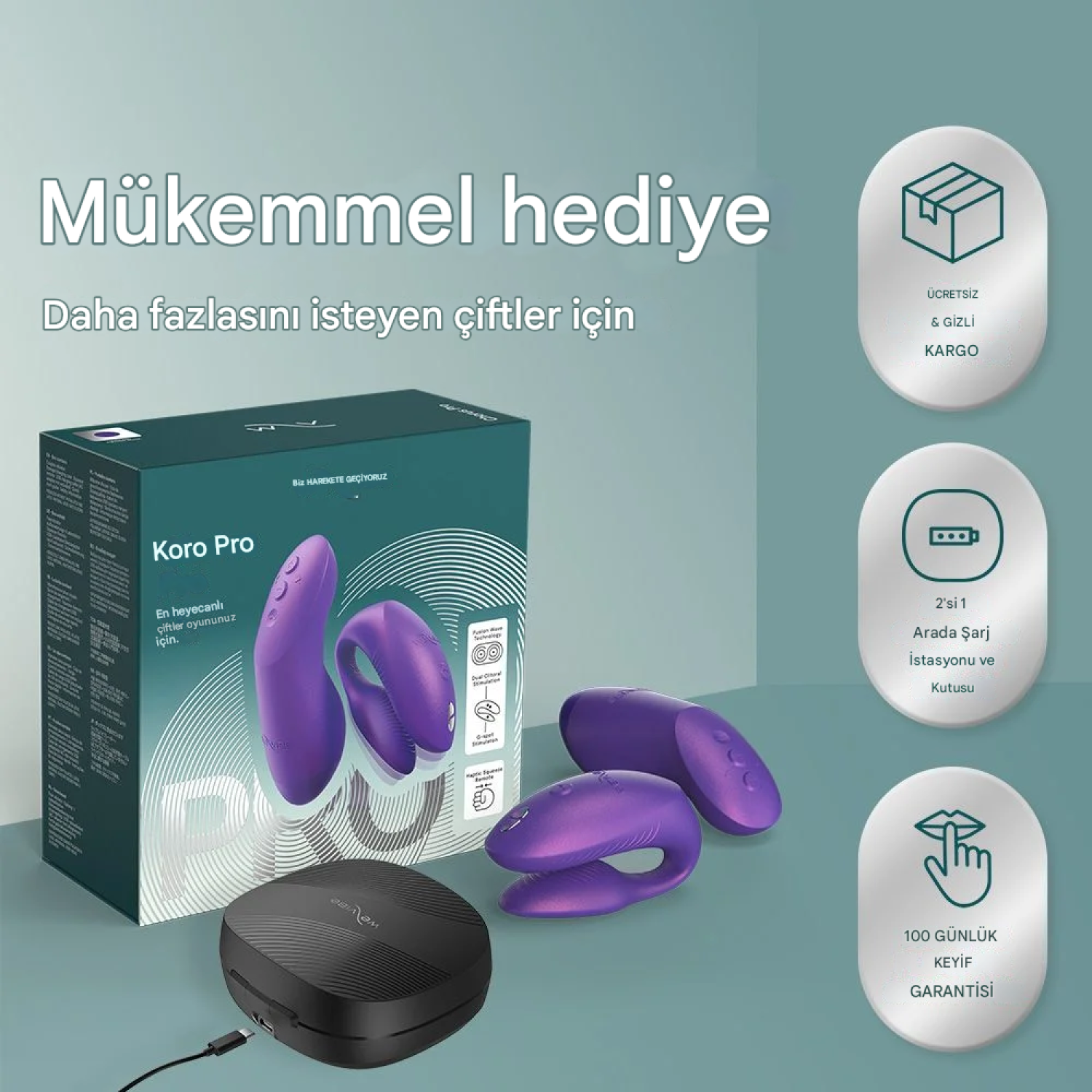 We-Vibe Chorus Pro Vibrant Future Dusk Uygulama ve Uzaktan Kumandalı Çift Vibratörü