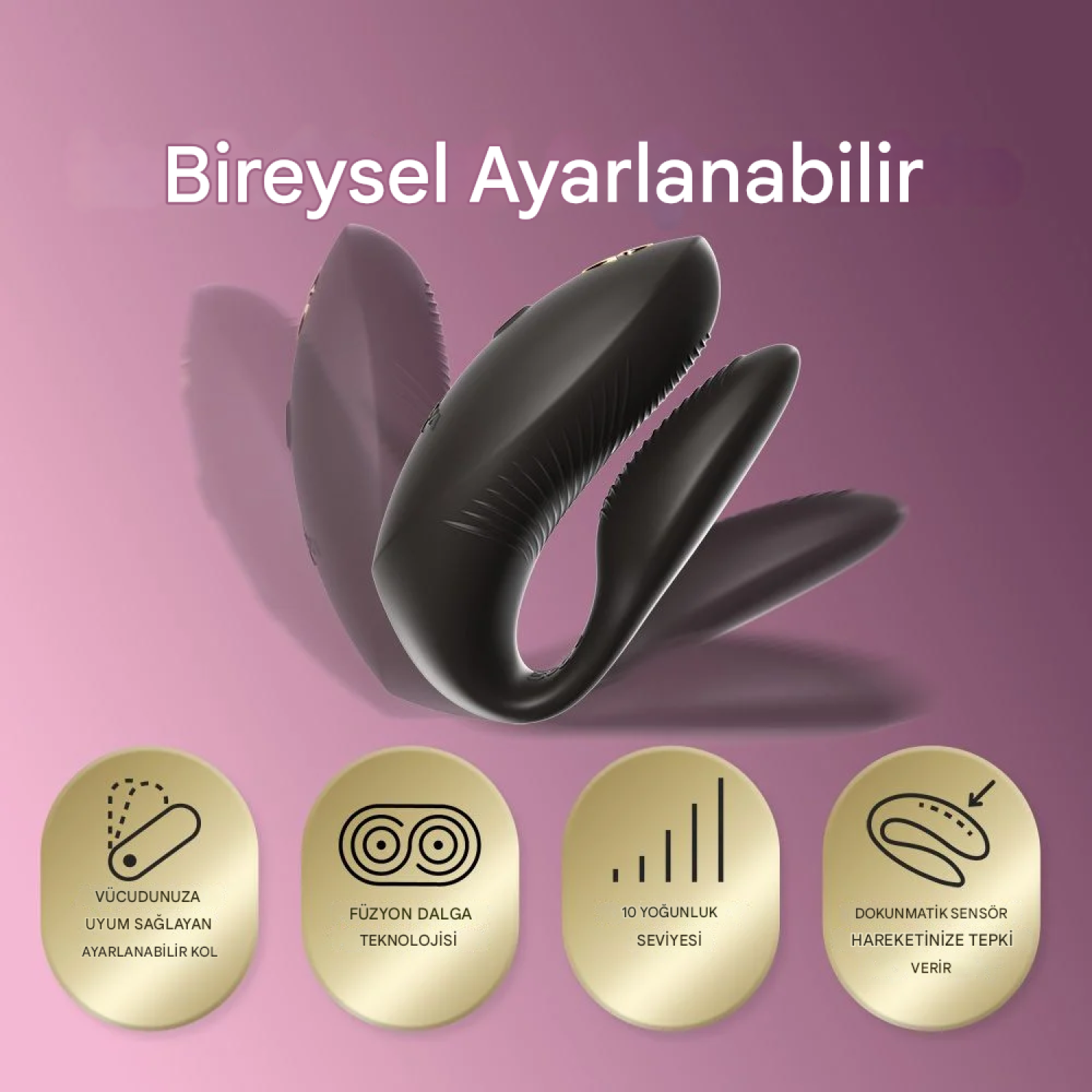 We-Vibe Chorus Pro Satin Black Uygulama ve Uzaktan Kumandalı Çift Vibratörü