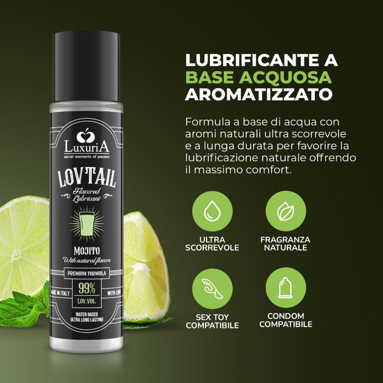 İntimateline Luxuria Lovtail Mojito Aromalı 60 ml Kayganlaştırıcı Jel