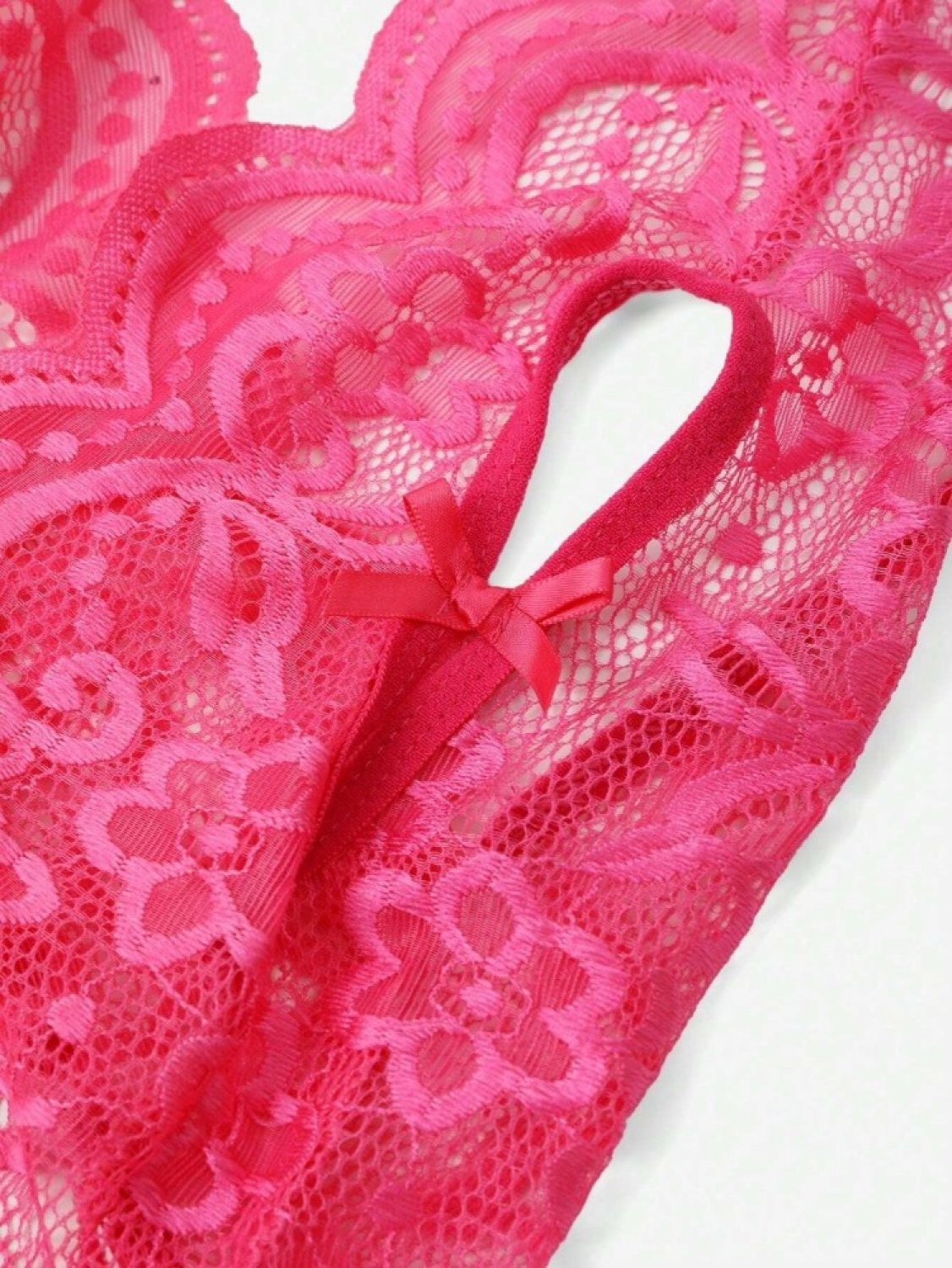 Fuşya Özel Bölgesi ve Sırtı Açık Babydoll Seksi Gecelik