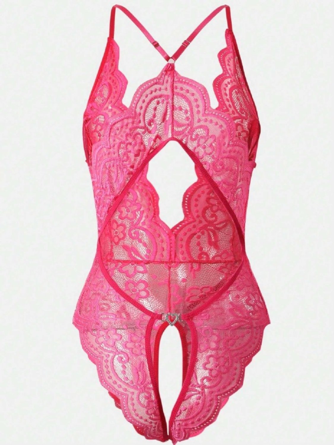 Fuşya Özel Bölgesi ve Sırtı Açık Babydoll Seksi Gecelik