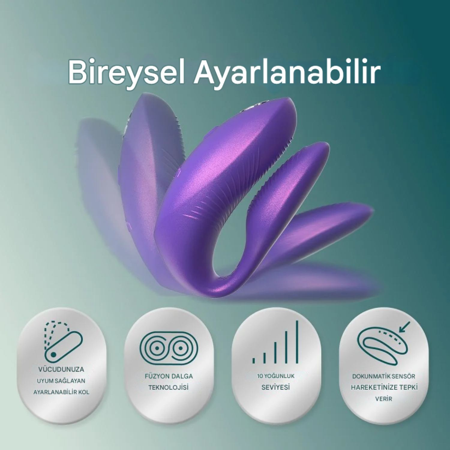 We-Vibe Chorus Pro Vibrant Future Dusk Uygulama ve Uzaktan Kumandalı Çift Vibratörü Kutusuz Ürün 