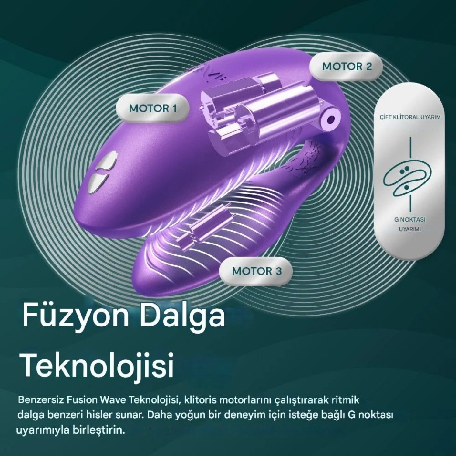 We-Vibe Chorus Pro Vibrant Future Dusk Uygulama ve Uzaktan Kumandalı Çift Vibratörü Kutusuz Ürün 
