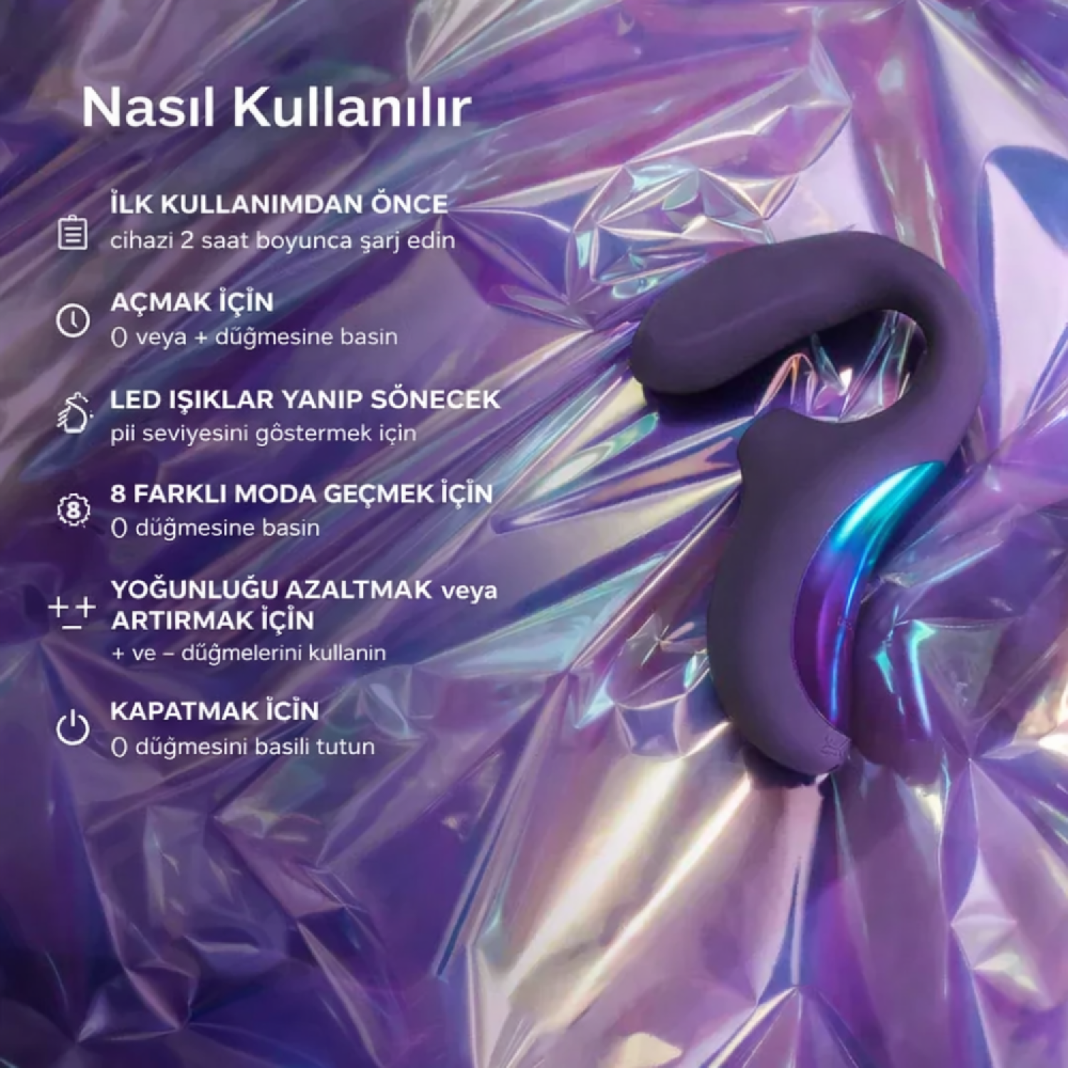 Lelo Enigma Wave Cyber Mor Klitoris Uyarıcı Siyah Vibratör (KUTU HASARLI)
