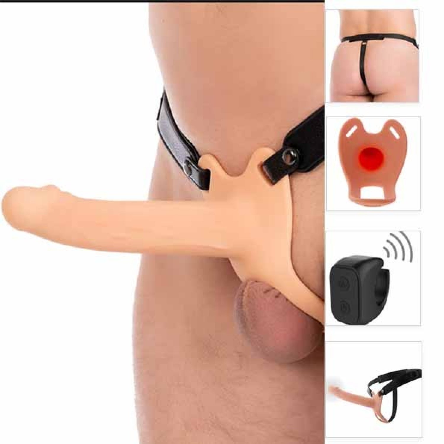 Inferno 20 Cm Titreşimli Belden Bağlamalı İçi Boş Realistik Penis