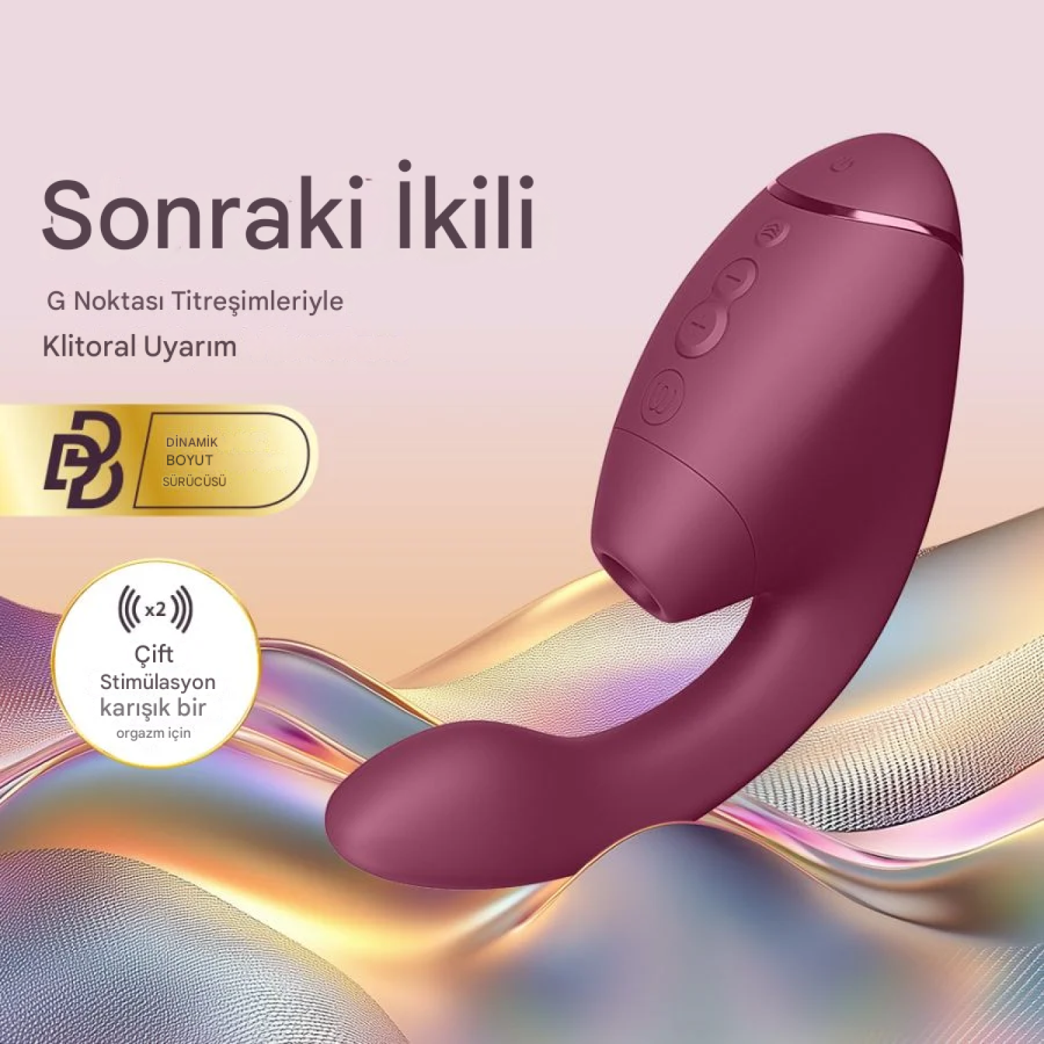 Womanizer Next Duo Dusky Pink 3D Pleasure Air ile Klitoral ve G Noktası Vibratör