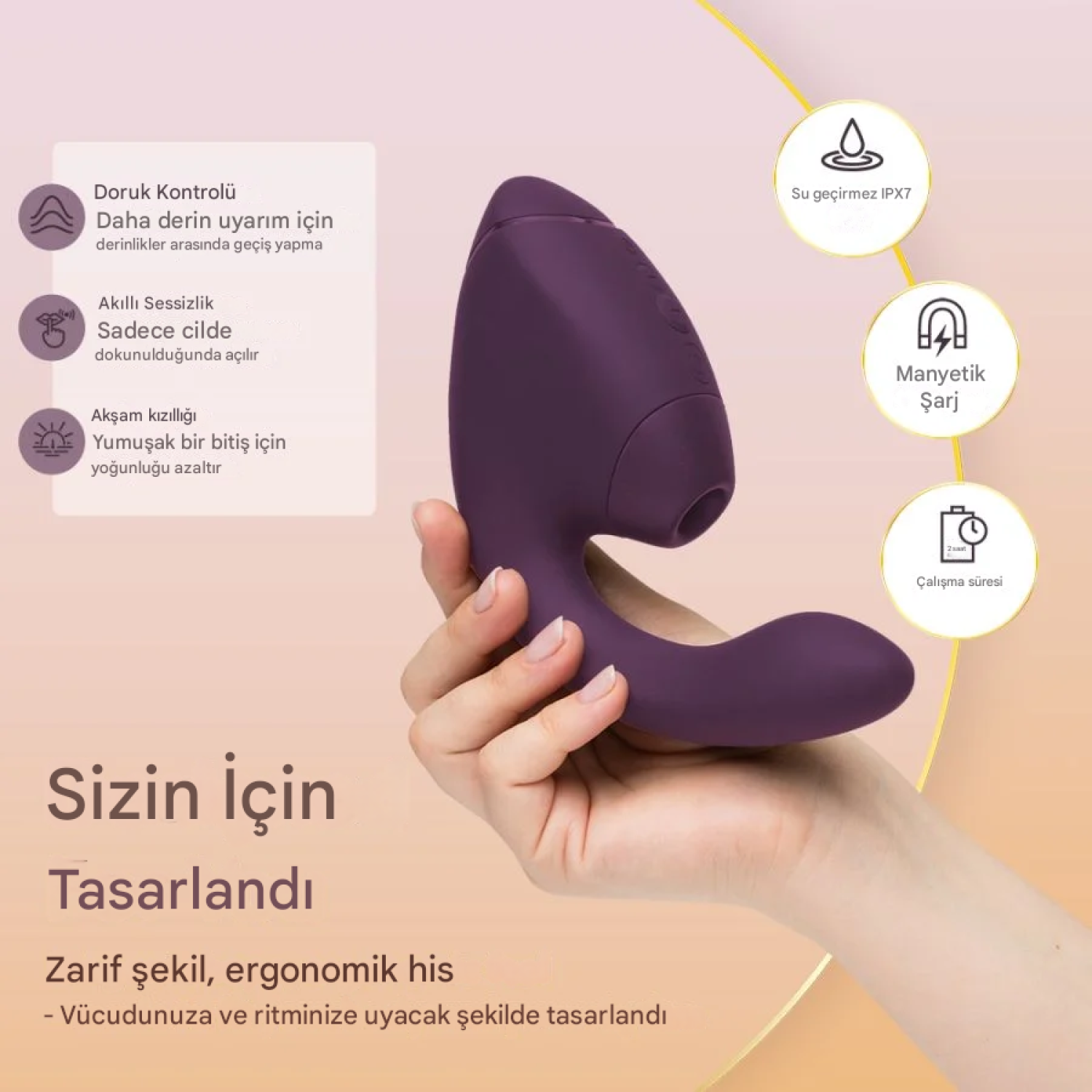 Womanizer Next Duo Dark Purple 3D Pleasure Air ile Klitoral ve G Noktası Vibratörü