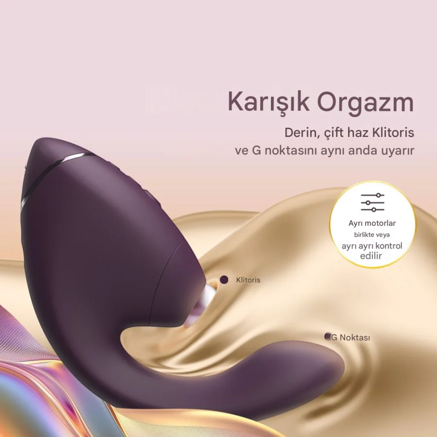 Womanizer Next Duo Dark Purple 3D Pleasure Air ile Klitoral ve G Noktası Vibratörü