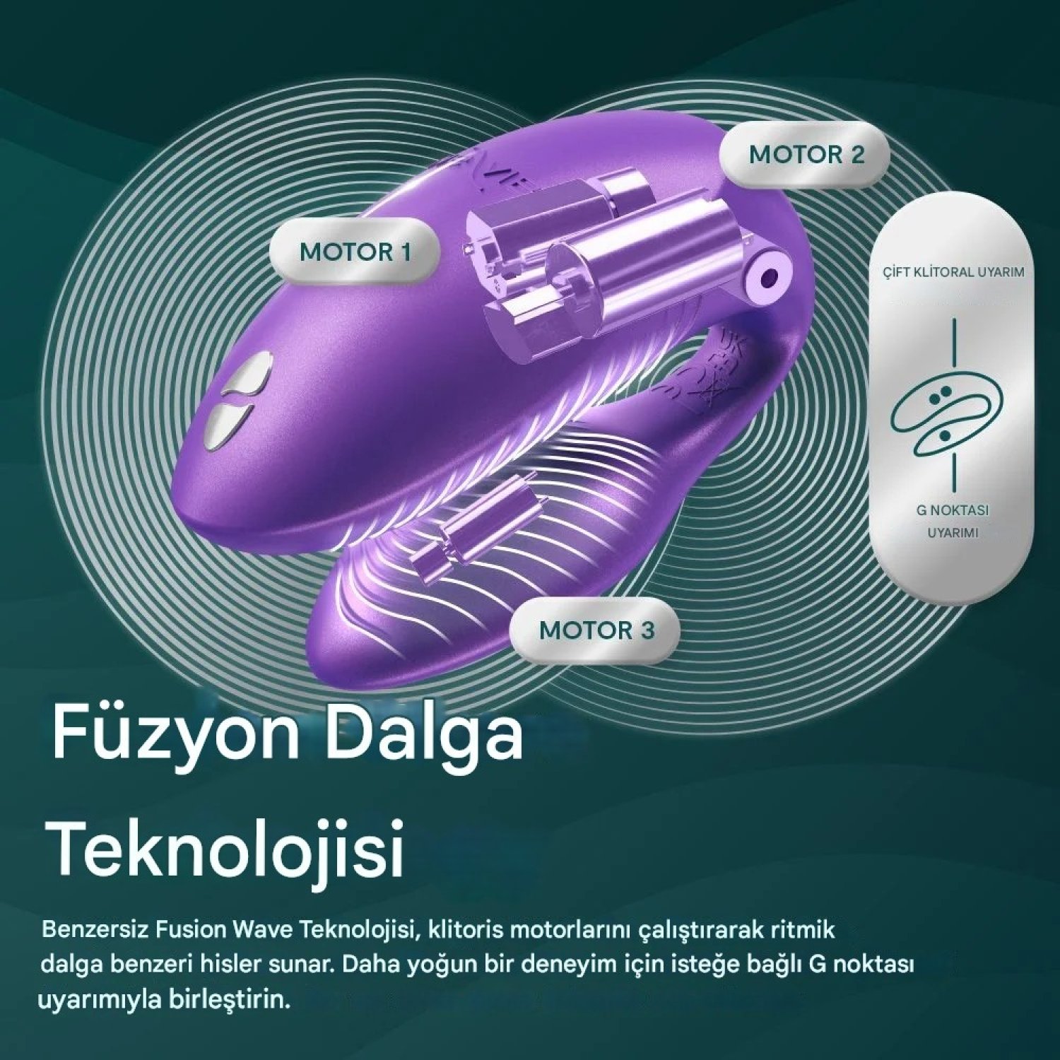 We-Vibe Chorus Pro Vibrant Future Dusk Uygulama ve Uzaktan Kumandalı Çift Vibratörü