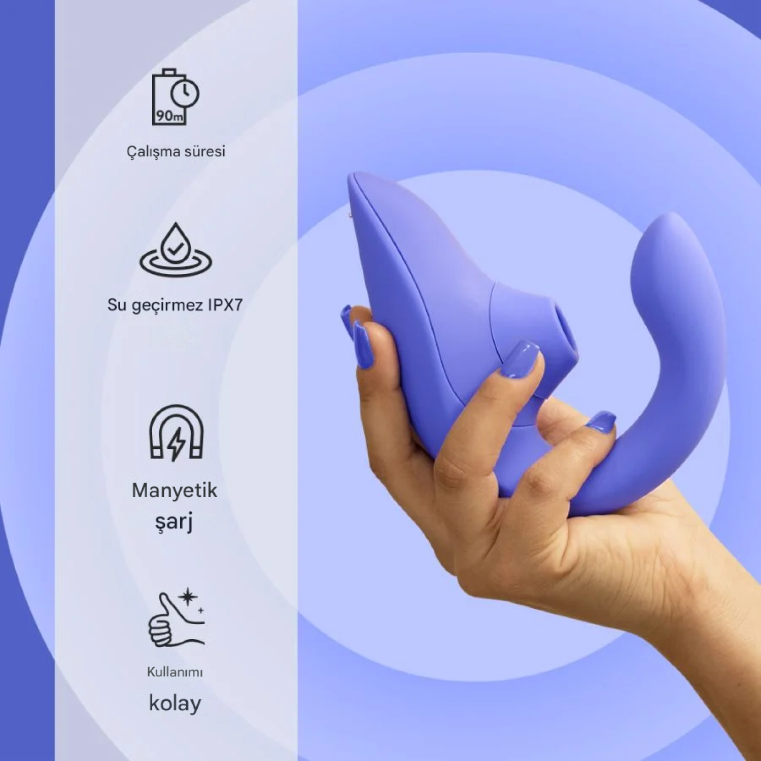 Womanizer Blend Blue Air Pleasure G-Noktası ve Klitoral Rabbit Vibratör ​